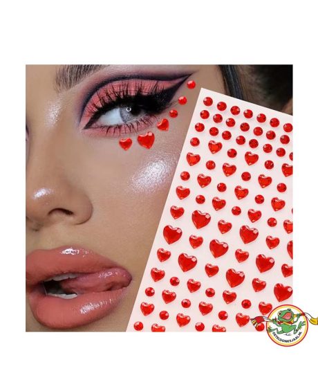 Oeteldonk-Gezicht-stickers 3D-strass-hart-rood-carnaval