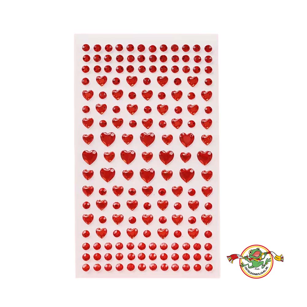 Oeteldonk-Gezicht-stickers-3D-strass-hart rood