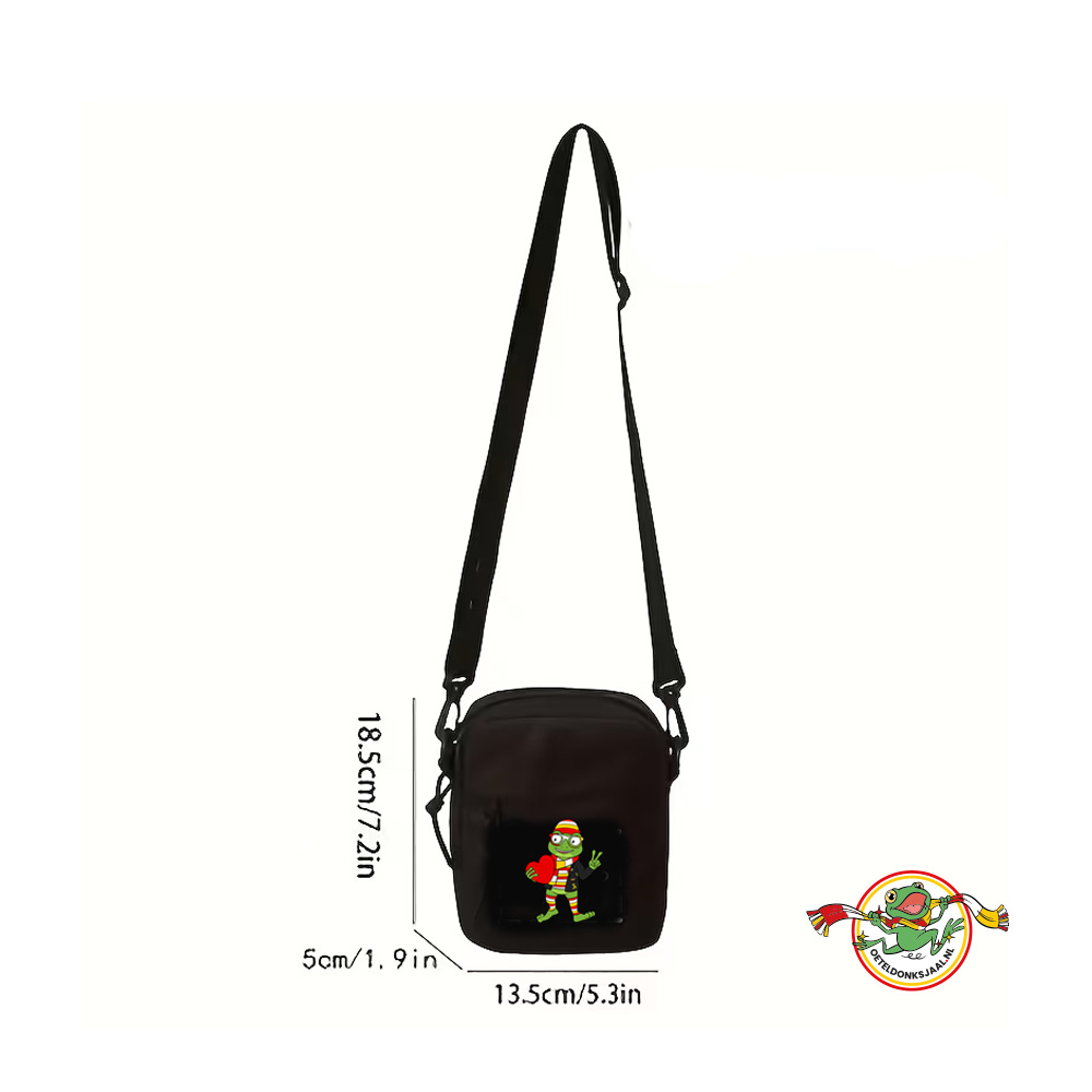Oeteldonk cross body Bag zwart met kikker print - Afbeelding 2