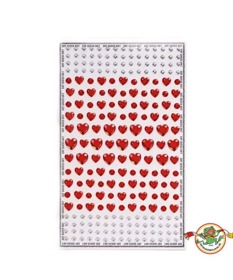Oeteldonk-gezicht-stickers-3D- hart-rood-met-rhinestones