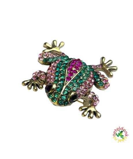 oeteldonk-broche-kikker-roze-groen