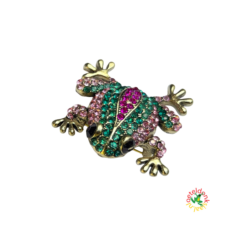 oeteldonk-broche-kikker-roze-groen