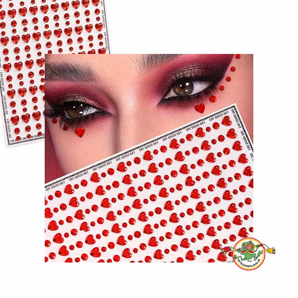 Oeteldonk Gezicht Stickers hart rood – 240 stuks - Afbeelding 2